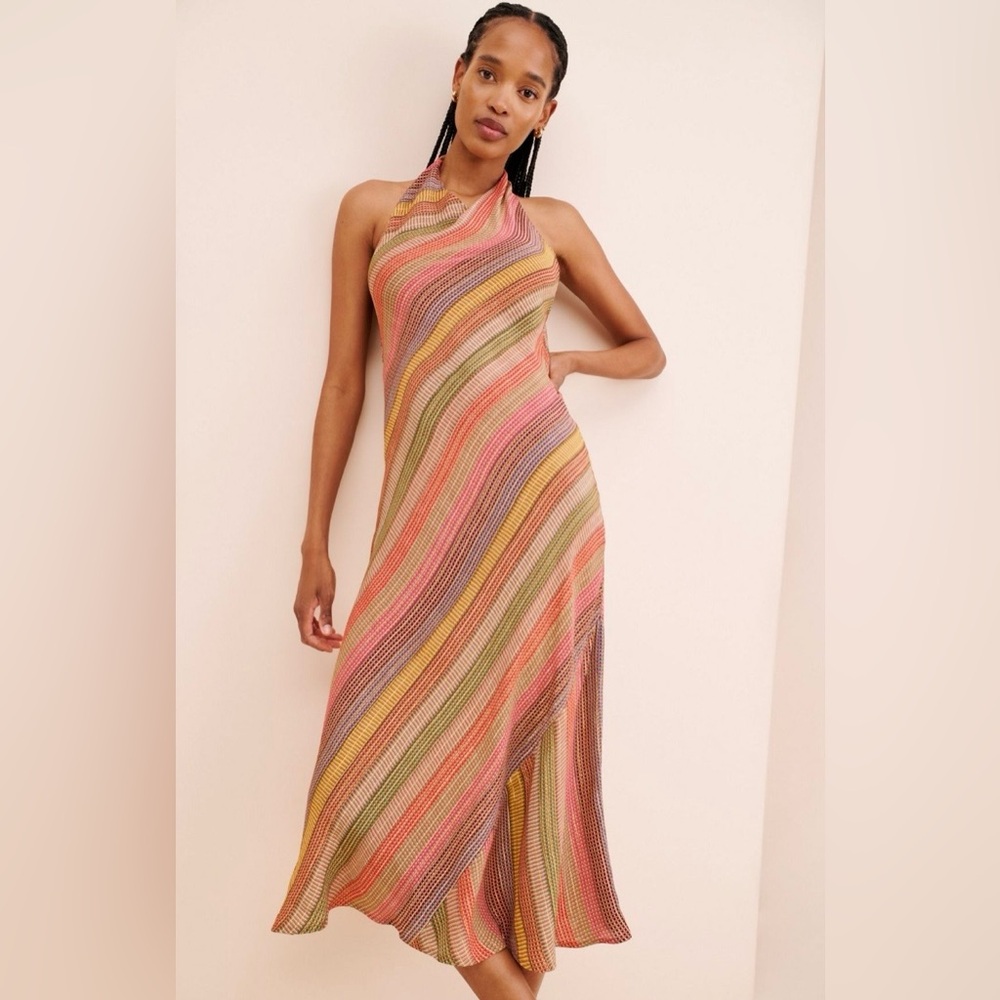Conditions Apply Striped Halter Dress, Size XS